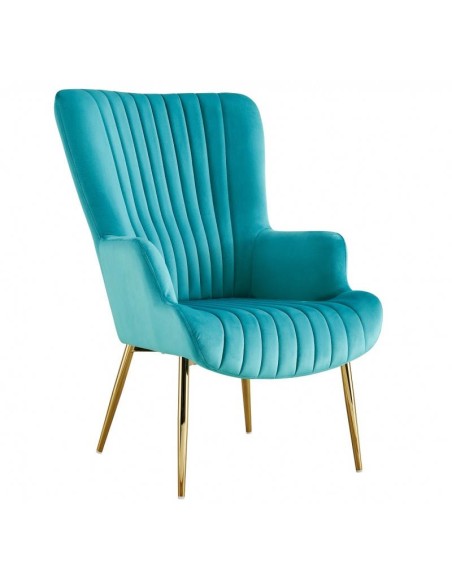 Sillón Faustina tapizado velvet turquesa