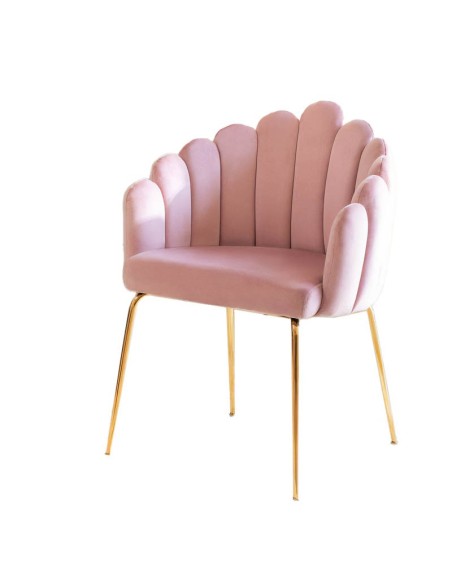 Sillón Clorinda terciopelo rosa peonia