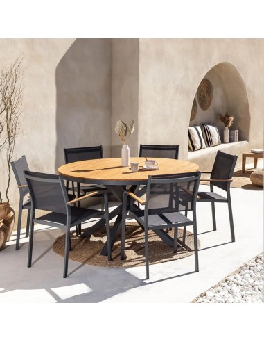 Sillón de aluminio y textilene gris grafito Amalio 3