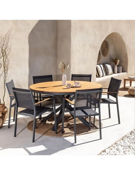 Sillón de aluminio y textilene gris grafito Amalio 3