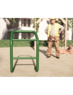 Banco de apoyo isquiático simple pintado rojo 80×37×98 cm, anclaje al suelo 2